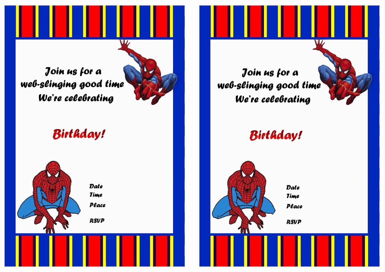 Spiderman Birthday Invitations â Birthday Printable